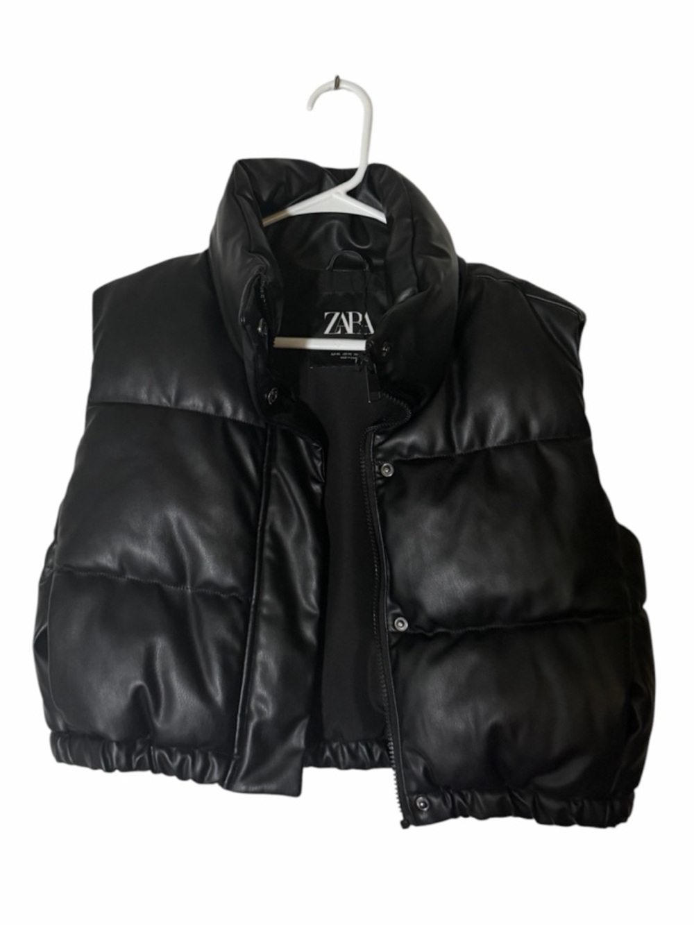 Zara Black Puffer Bubble Vest Cropped Sleeveless